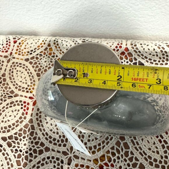 Duchamp Hand Blown Glass Decanter w/Nickel Plated Base and Cork Lid - Picture 6 of 12